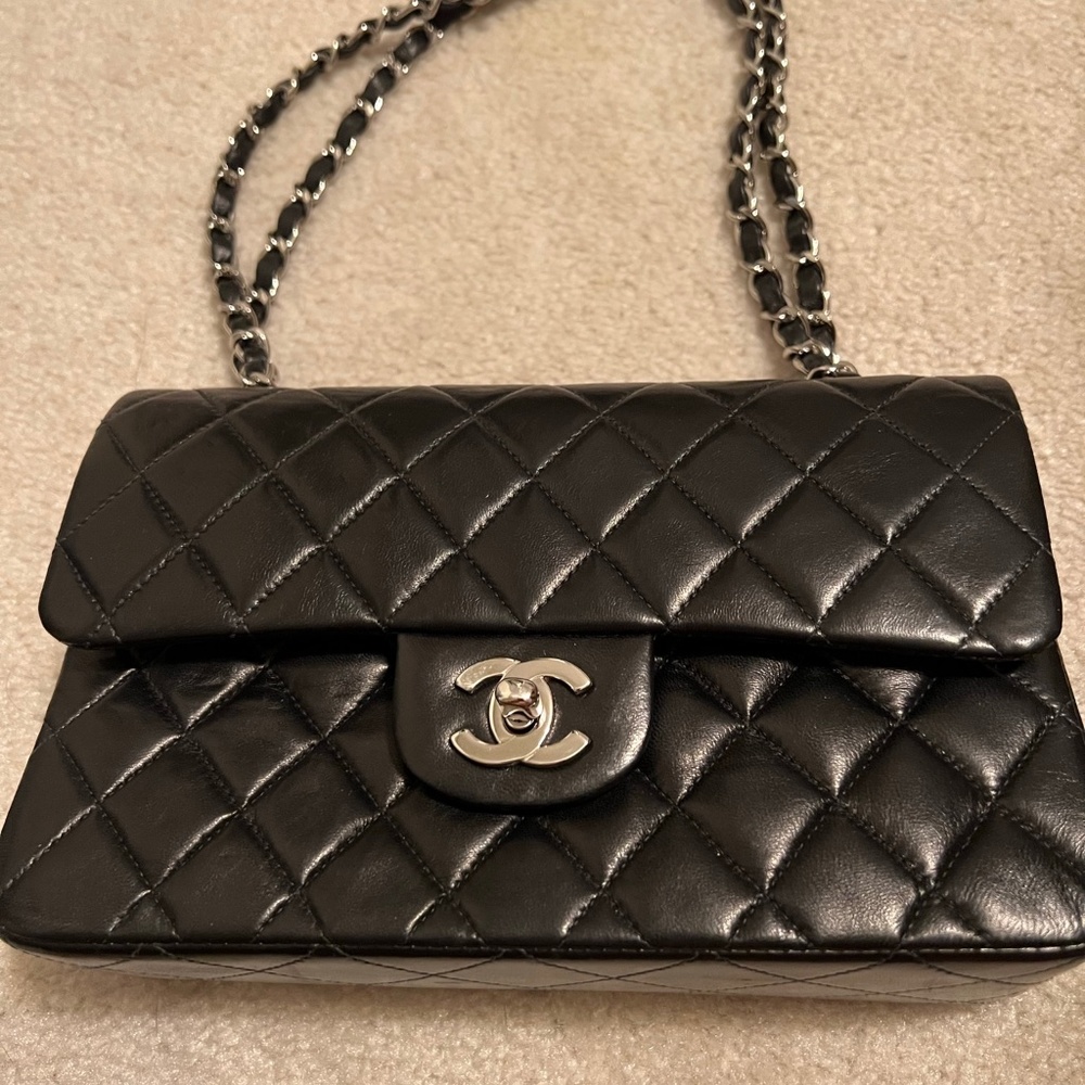 Chanel Black Lambskin Small Classic Double Flap Bag